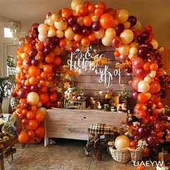 138Pcs Fall Thanksgiving Balloon Garland Arch Kit, Orange Blush Burgundy Rose…