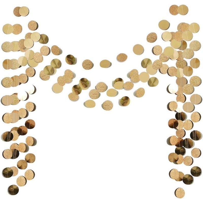 Glittery Paper Circle Dots Garland Party Decor Birthday Wedding Shower Event New