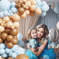 Bear theme Balloon Arch Kit Light Blue beige Tan and Brown Globos cream Ballo…