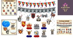Complete 18 Pcs Medieval Knight Birthday Party Set – Easy to Assemble Decor