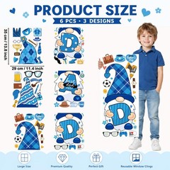3 Sheets Extra Large Father’s Day Window Cling Decorations Blue Gnome Heart Wind