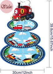 3-Tier Train Cardboard Cupcake Stand – Birthday Party Supplies, round Dessert Ca