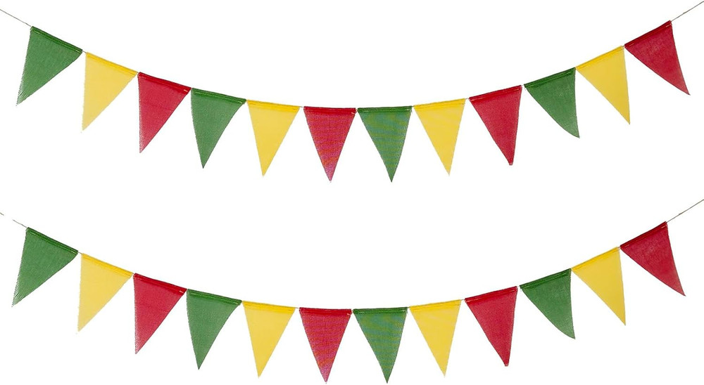 Colorful Pennant Banner, Fabric Carnival Circus Party Decorations, Prestrung Red