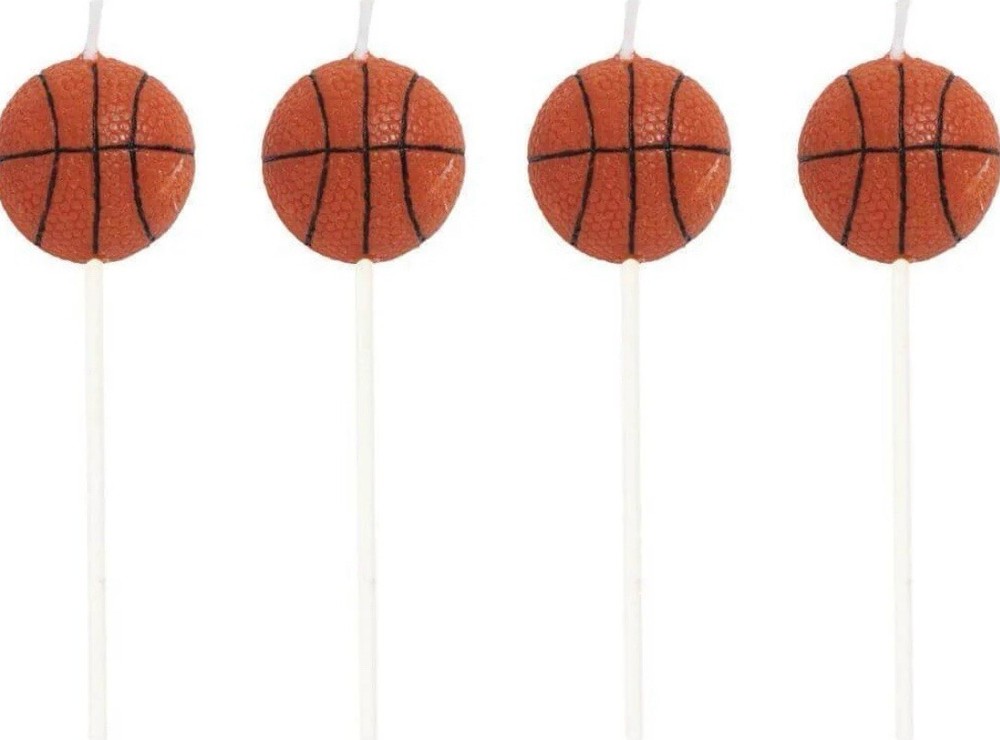 4 Count Sports Fanatic Basketball Shaped Pick Candles –