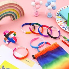 Huquary 27 Pcs Pride Flag Bracelets, approx. 2.56 inches/ 6.5 cm, Multicolor