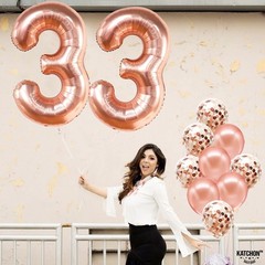 , Rose Gold 33 Balloon Numbers – 40 Inch | 33 Birthday Decorations for Women …
