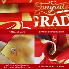 XtraLarge Congrats Grad Banner – 72×44 Inch | Congrats Grad Backdrop for Red and