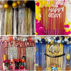 Blue Streamers Party Decorations 3.3×8.2ft, 2 Pack Dark