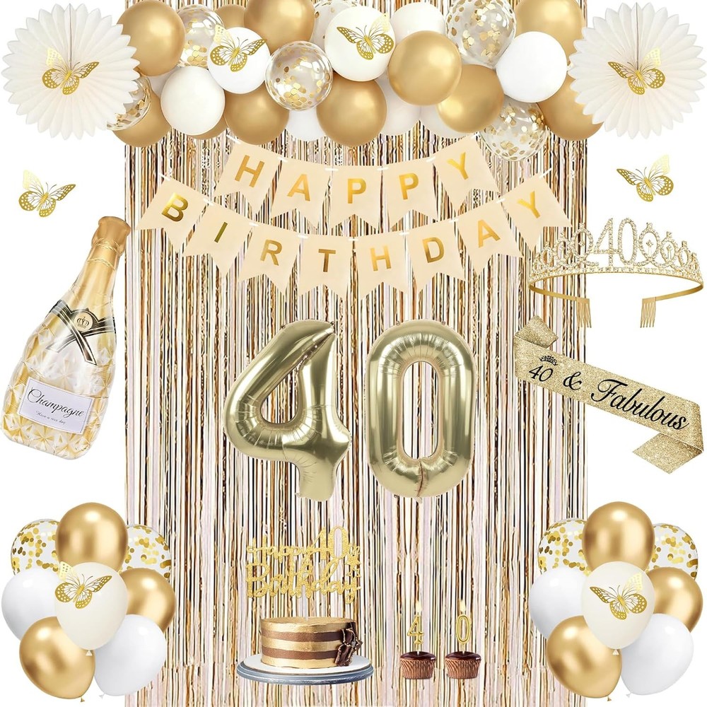 40Th Birthday Decorations for Women, Champagne Gold 40Th Birthday Decorations