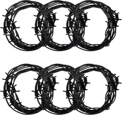 49 Foot Black Fake Rusted Barbed Wire Decoration 6 Pcs Halloween Plastic Faux Ba