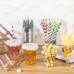 Clear Luau Cups – 12 oz Tiki Party Cups 50 Count with Lids