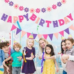 Felt Birthday Decorations, NO DIY, Pre-Strung 3D Felt Happy Birthday Banner with