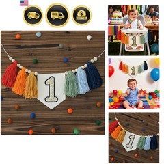Handmade Rainbow 1st Birthday HighChair Banner Colorful Party Decoration For …