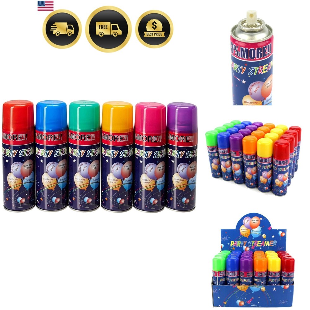 6 Pack Party Streamer Spray String in a Can – 3 oz Each – Fun Party Favors & …
