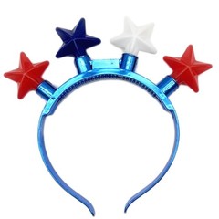 Light Up Red Blue White Star Headband for Women Men Fourth of July Celebration