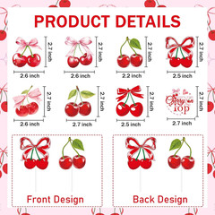 Cherries Baby Shower Decorations – 25 Pcs Pink and Red Sweet Cherries Bow Cake C