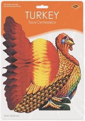 12-Inch Tissue Turkey Centerpiece – Reusable Fall Harvest Decor for Thanksgiving