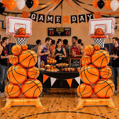 4 Pcs Basketball Party Decorations – 5Ft Self Standing Basketball Balloons | 2 H