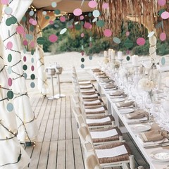 Soft Blue Rose Pink Dark Green Circle Garland for Wedding Party Decoration Ha…
