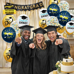 Graduation Decorations 2026 – Graduation Balloons 62Pcs 12 Inch Navy Blue Gold W