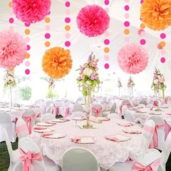 Hot-Pink Burnt-Orange Fall Party Decorations – 23pcs Baby Shower Tissue Pom P…