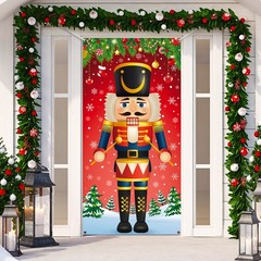 Christmas Decorations Nutcracker Snowflakes Trees Ornaments Door Cover 71″x35″