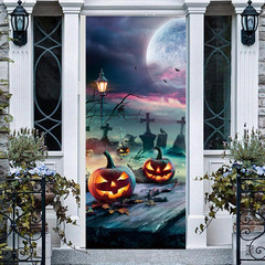 Halloween Decorations Horror Moon Night Pumpkins Bats Door Cover Banner 71X29.5″