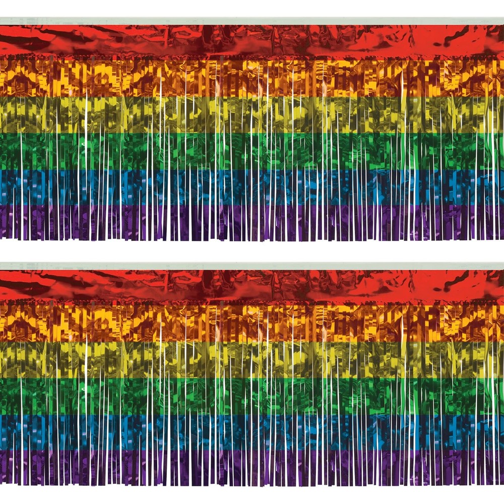 Beistle Rainbow Metallic Fringe Multi-Color 1-Ply Hanging Decorations For Pride