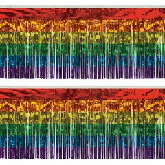 Beistle Rainbow Metallic Fringe Multi-Color 1-Ply Hanging Decorations For Pride