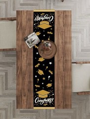 1pc Graduation Party Decor Table Runner Black/Gold