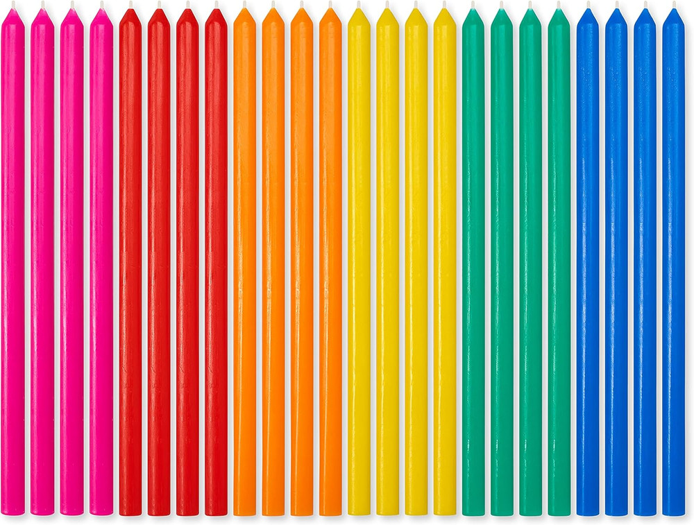 Birthday Candles, Long Thin Multicolored (24-Count)