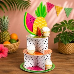 Summer Fruit Themed Tiered Foamboard Cupcake Stand Party Treats Holder 20″H #773