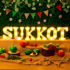 6 Pcs Happy Sukkot Party Decoration Sukkah Supplies LED Letter Lights Neon Sign