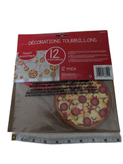 amscan Pizza Party Hanging Swirl Decorations- 12 pcs., Multi-Colored, One Size