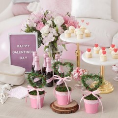3 Pcs Valentines Day Artificial Heart Topiary Potted Tree Plants Greenery