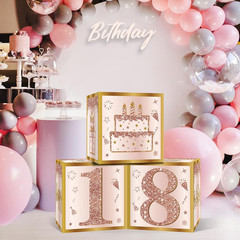 3Pcs 18th Birthday Decorations Boxes for Girls Women, Pink Rose Gold 18th Birthd