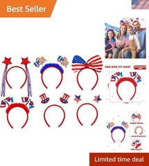 Patriotic 4th of July Headbands – 6 PCS Comfortable Hair Accessories for Adults