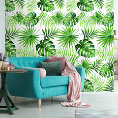 2 Pieces Palm Leaf Table Covers Hawaii Green Leaves Tablecloths Tropical Leaf…