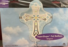 28″ Light Blue Religious Cross Mylar/Foil Balloon Baptism-Communion-Christening