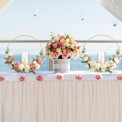 6 Pack Metal Floral Hoop Centerpiece with Stand & Glass Vases Wedding Table D…