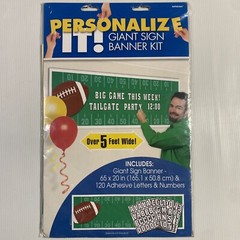 Personalize It Amscan PartyCity Giant Football Sign Banner Kit NEW FREE SHIPPING