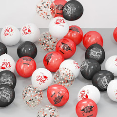 75 Pack Graduation Party Decorations Balloons Set – 12 Inch Black Red Confetti G