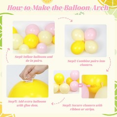 Lemon Balloon Arch, Pink and Yellow Balloon Arch Kit with Pastel Yellow Light…