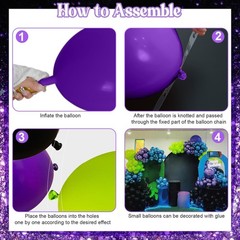 Blue Purple Balloon Garland Arch Kit, 104 PCS Metallic Purple Blue Black and …