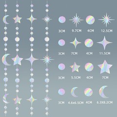 4 Pack Multi Iridescent Party Garland Star&Moon Holographic