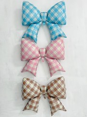 4Pcs Pink Plaid Bow Balloons 38″/Gingham Bowknot Foil Balloons for Silly Goos…