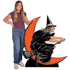 Beistle Vintage Halloween Witch and Moon 4.2 Foot Cardboard Standup