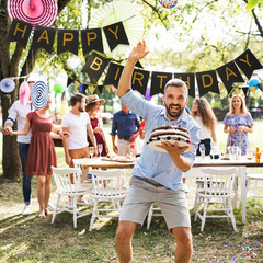 Black and Gold Striped Banner with Triangular Flag Set | Birthday Party Decorati
