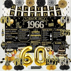 Complete 21-Piece Black Gold 60th Birthday Decoration Set – Perfect for Parties