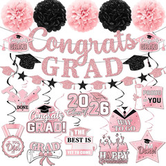 2026 Pink Graduation Decorations,Graduation Decorations Class of 2026 Rose Gold